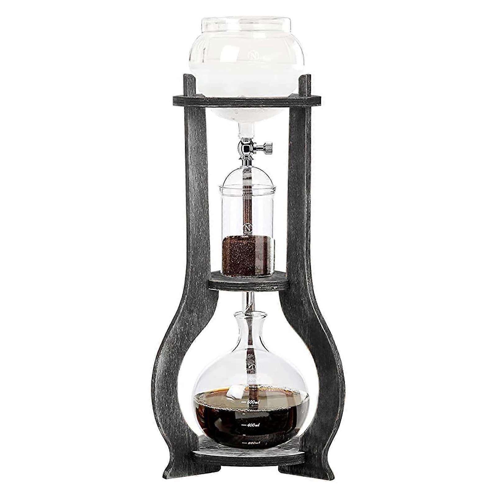 Cold Brew Coffee Maker 600ml Borosilicate Glass Drip Tower with Adjustable Drip Speed 8 Cup Grey