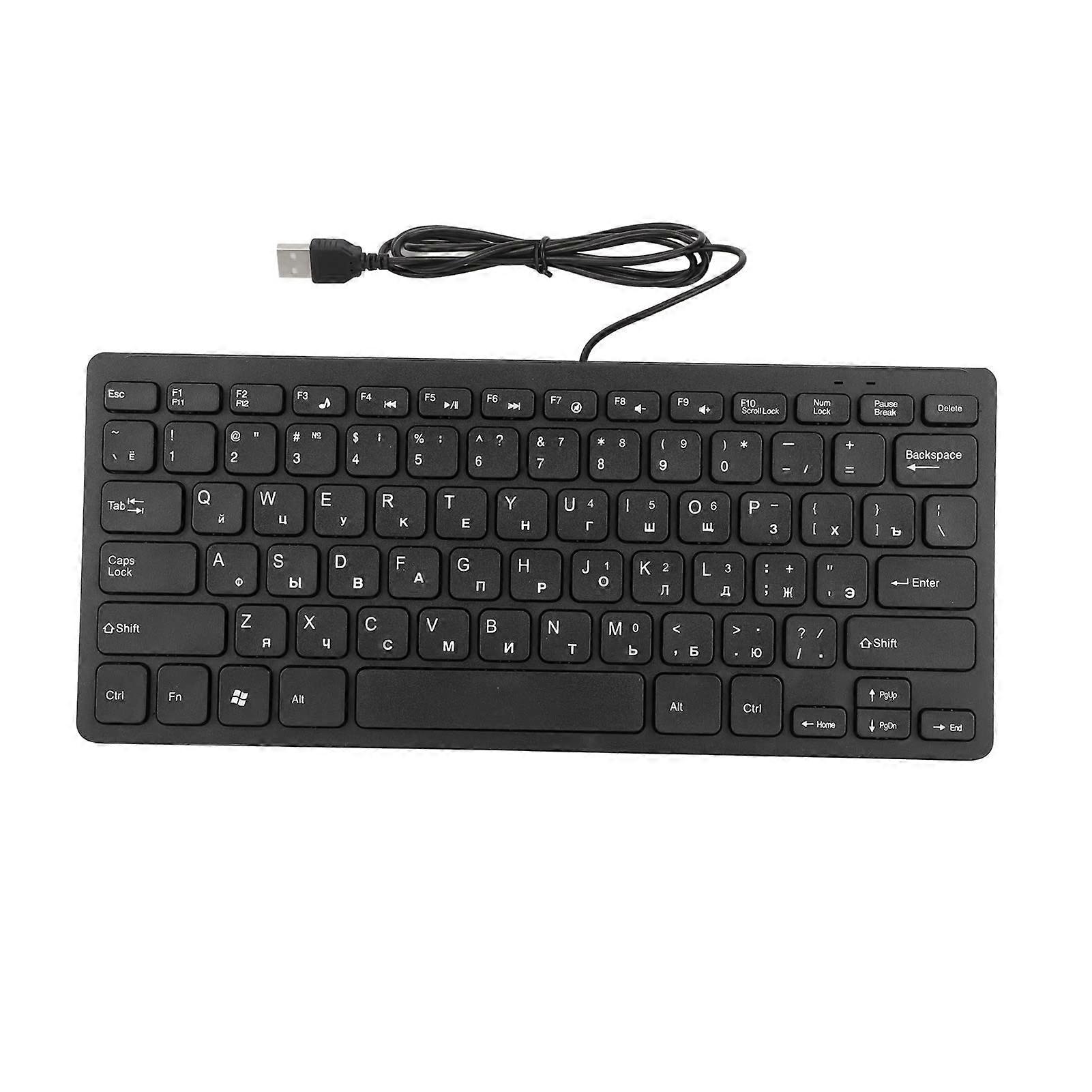 USB Wired Keyboard 78Key Compact Russian Layout, Plug and Play Mini Desktop Keyboard for Laptop