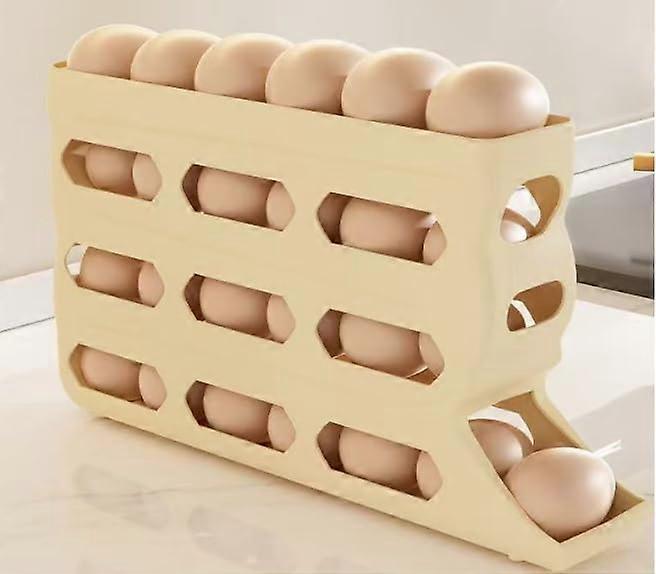 Egg Holder for Refrigerator, 4 Tier Rolling Egg Dispenser, Large 30 Egg Capacity Organizer