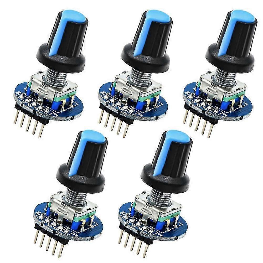 5PCS EC11 Rotary Encoder Module 5V Push Button Switch 360 Degree Rotation for Arduino DIY Projects with Knob Cap