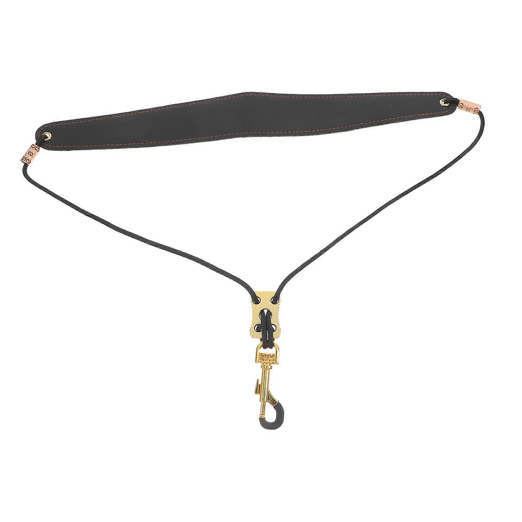 Adjustable Saxophone and Clarinet Neck Strap with Comfortable Pad, Universal Leather Lanyard