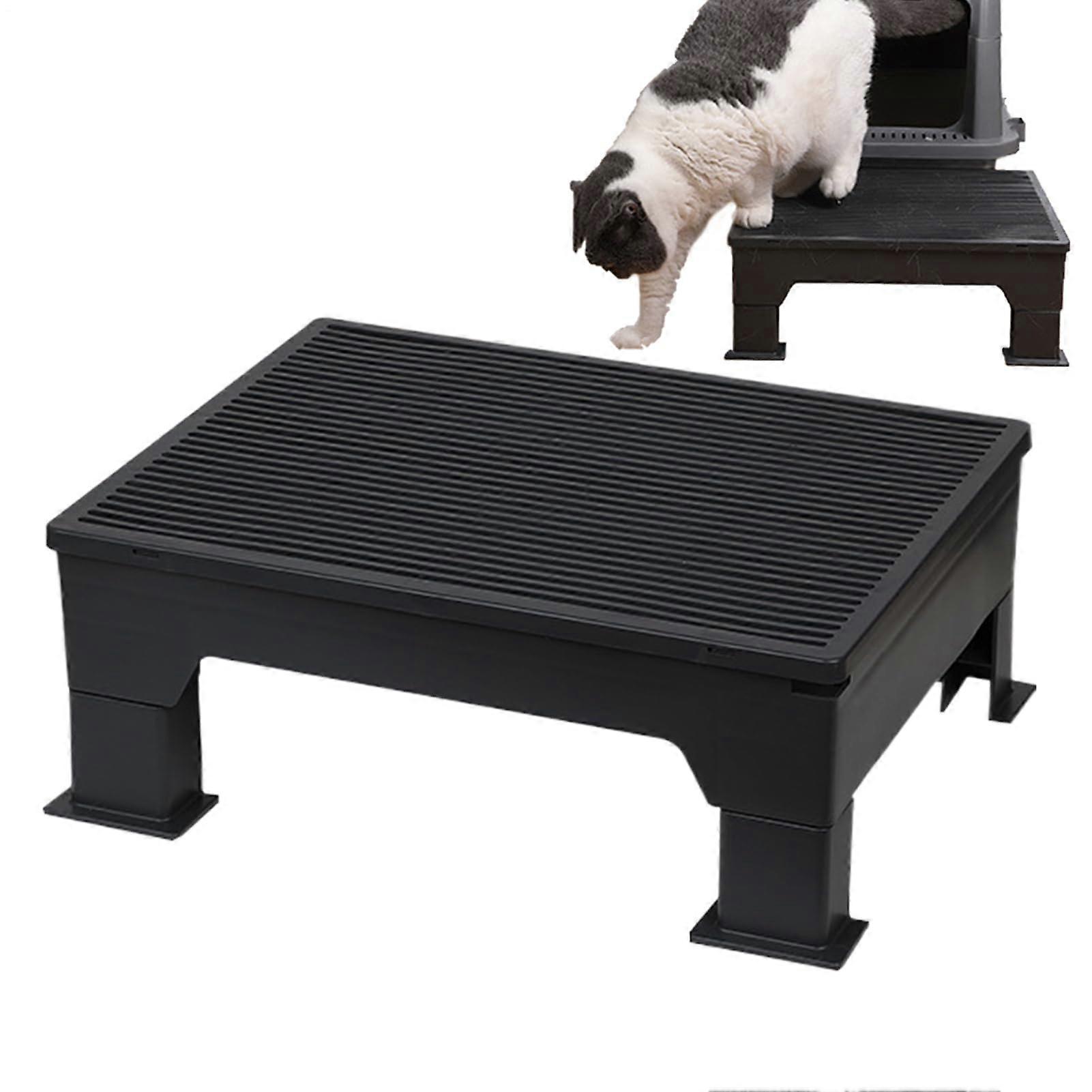 Adjustable Cat Ramp for Litter Box with AntiSlip Steps, SelfCleaning Grid, Indoor Outdoor Use