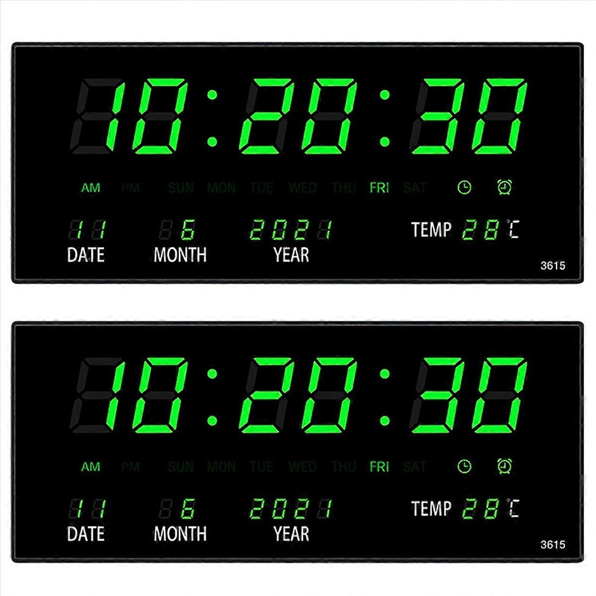 LED Calendar Electronic Clock Digital Wall Clock Green