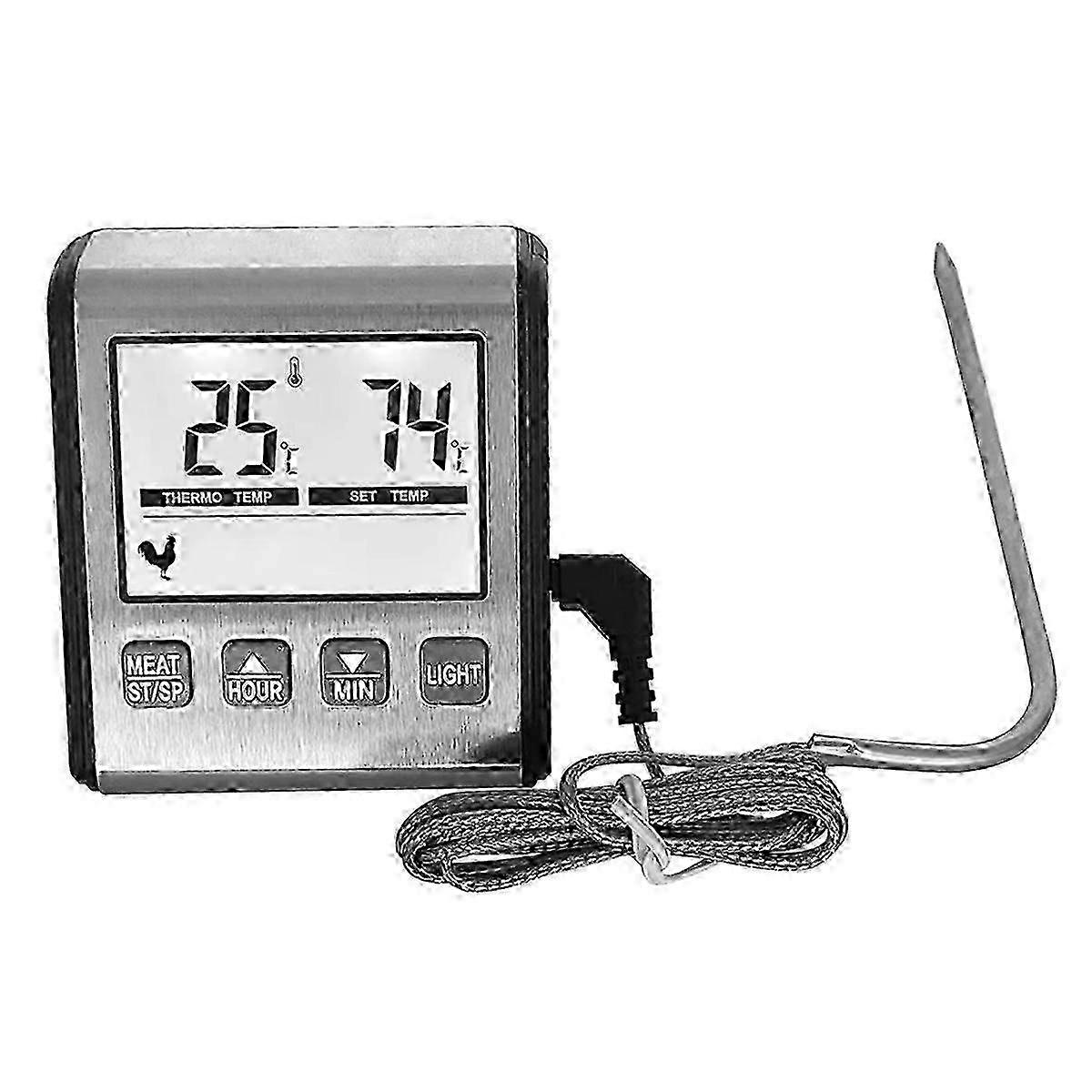 TP710 Digital Timing Food Thermometer Temperature Meter with Timer-Function Meat Probe Electronic Kitchen Tools for BBQSilver szrh21