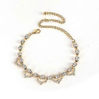 Golden Girl Fashion Anklet Heart Anklet Exaggerated Full Diamond Foot Ring