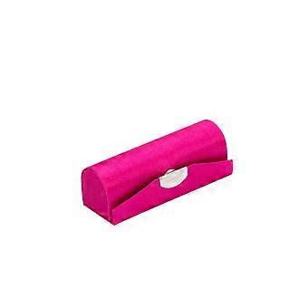 Retro Lipstick Case with Mirror for Women, Elegant Silk Brocade Protective Storage Box Organizer Pink