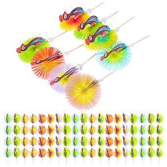 100 Pcs Hawaiian Decor Umbrella Paper Parasol Fruit Cocktail Picks Summer Theme Mini Umbrellas Drinks Cocktail Parasols