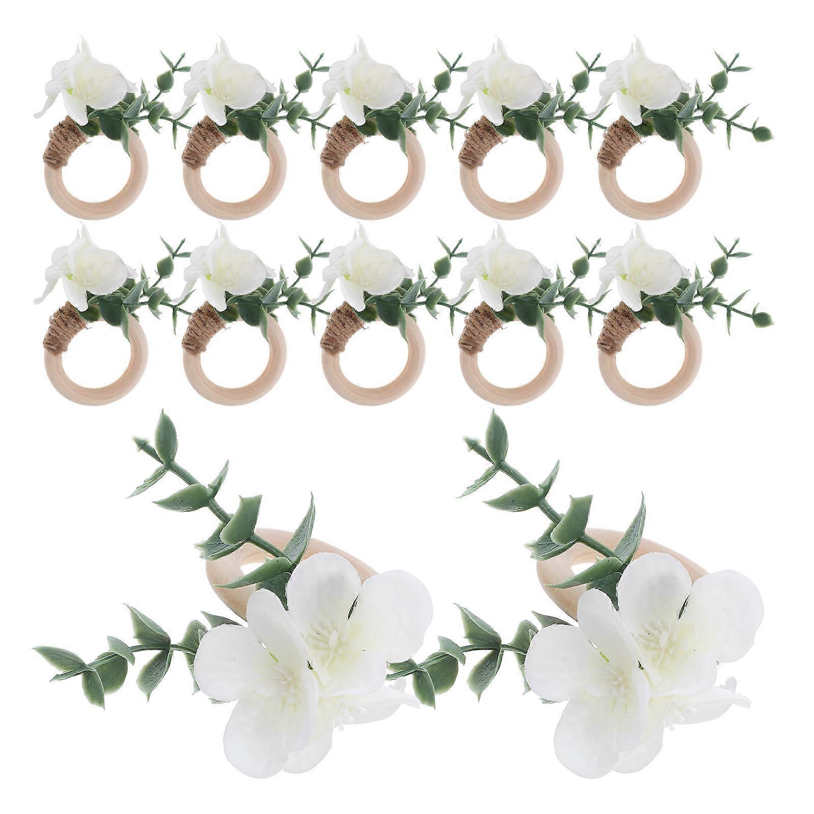 Flower Napkin Holders Eucalyptus Leaf Rings for Table 12Pcs