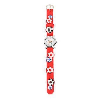 Kinderuhr, Sportuhr, modisches 3D-Fußballmotiv, rot, 0,8 x 3 x 20 cm, Zeitanzeige, 1 Set