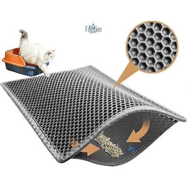 Double Layer Foldable and Removable Cat Litter Mat Grey, 5040CM