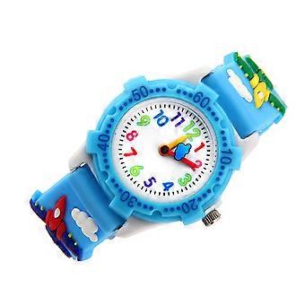 Kinderpolshorloge met cartoonprint, waterdicht, 3D-vliegtuigstijl, voor dagelijks gebruik, hemelsblauw, 19x2,8x1,5 cm, 1 set