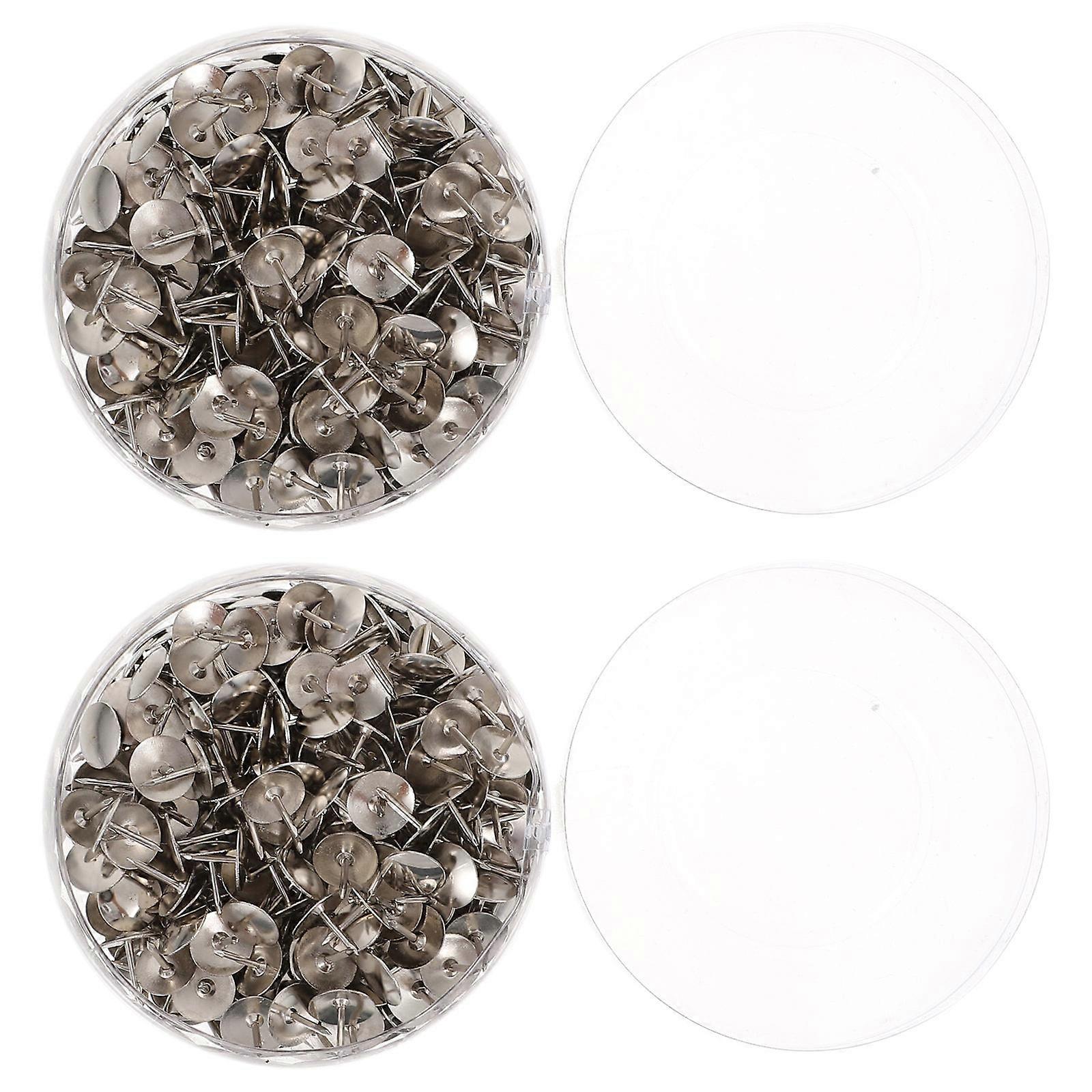 Practical Push Pin Flat Head Nails for Fixing Use 2Pcs Silver Iron