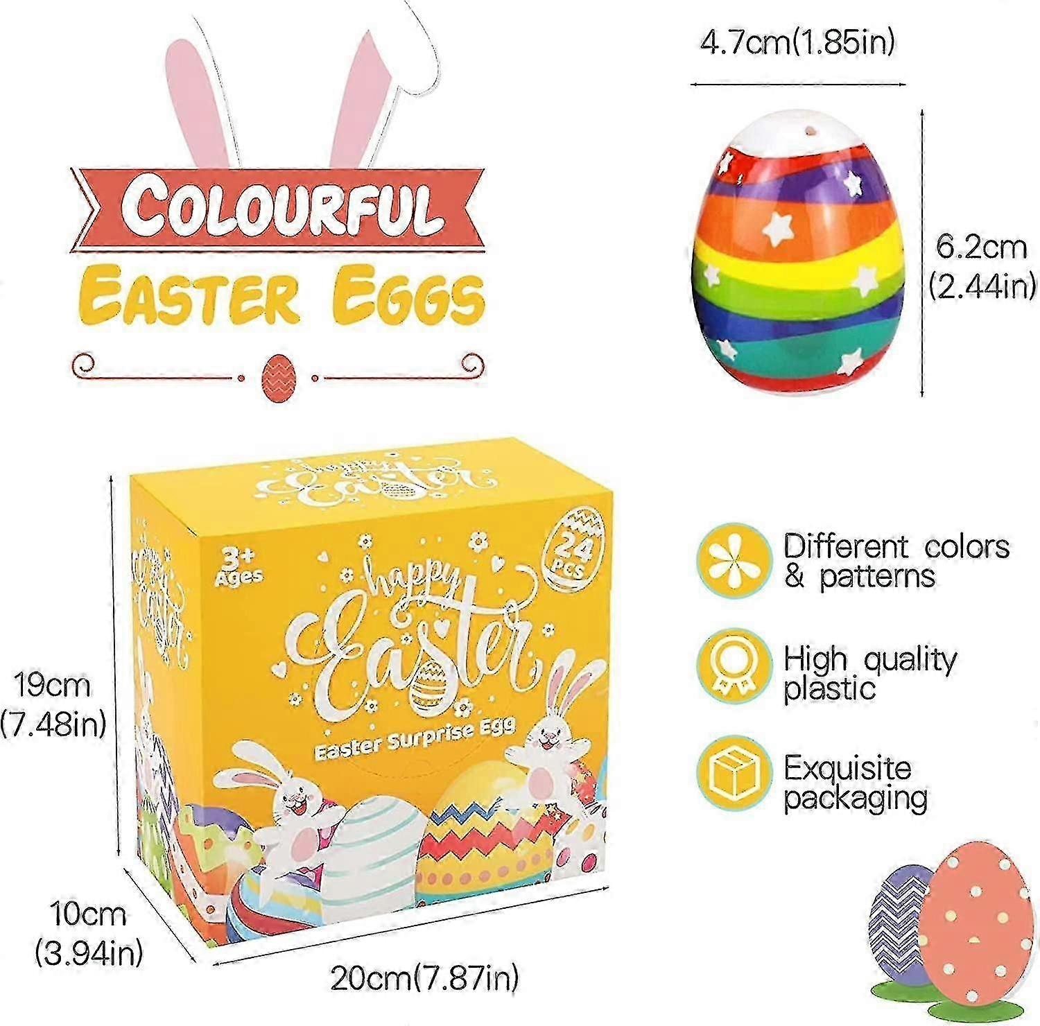 24pcs Empty Easter Eggs Decorations, Easter Decorations For Basket Fillers Easter Egg Hunt, Colorful Hanging Egg Easter Trees Ornaments, Eggs Painted