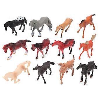 Wear Resistant Horse Figures for Decor 12Pcs Mini Decorative Horse Toys Assorted Color PVC