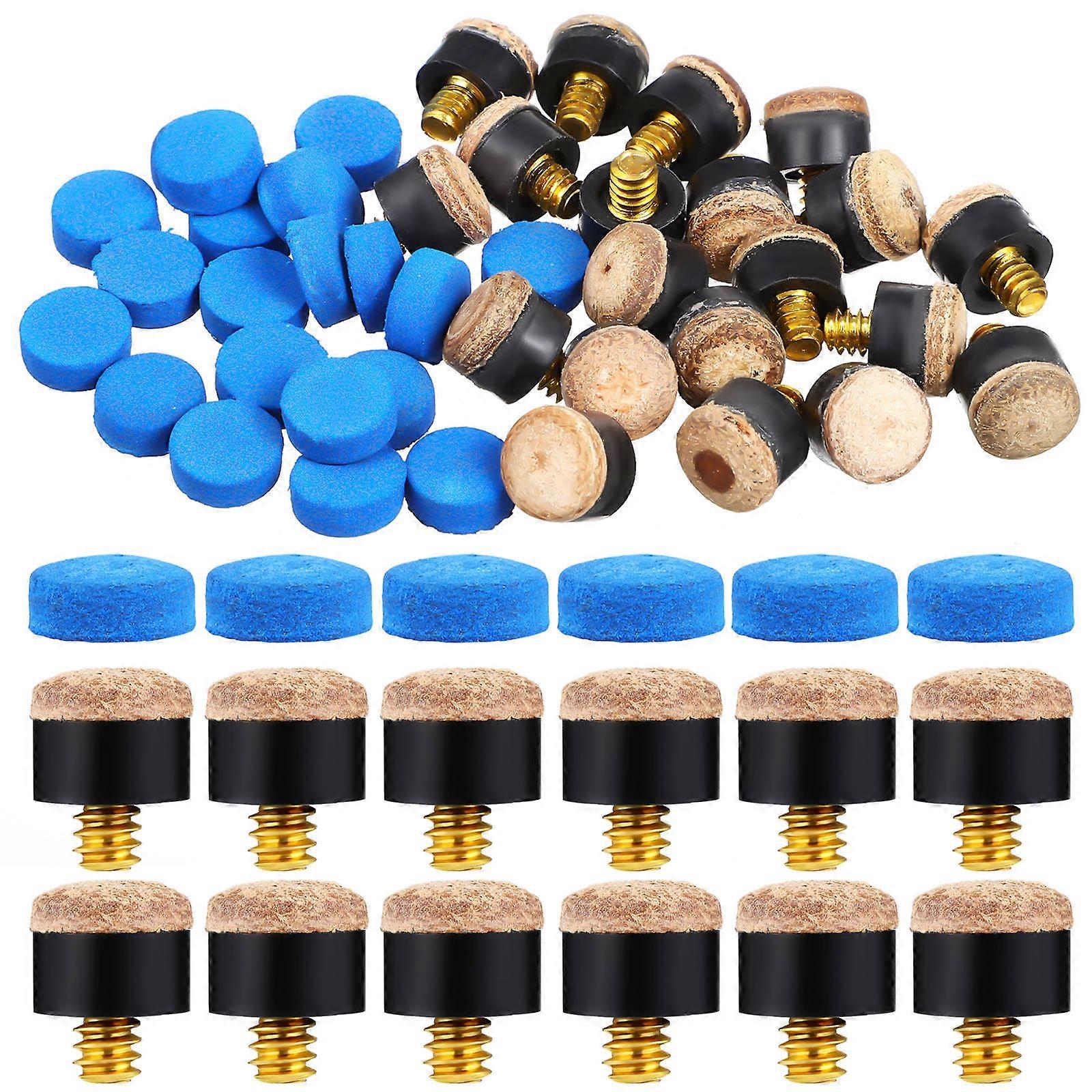 40 Pcs Replaceable Cue Tips Leather Billiard Cue Tips Leather Pool Cue Replacement Tips