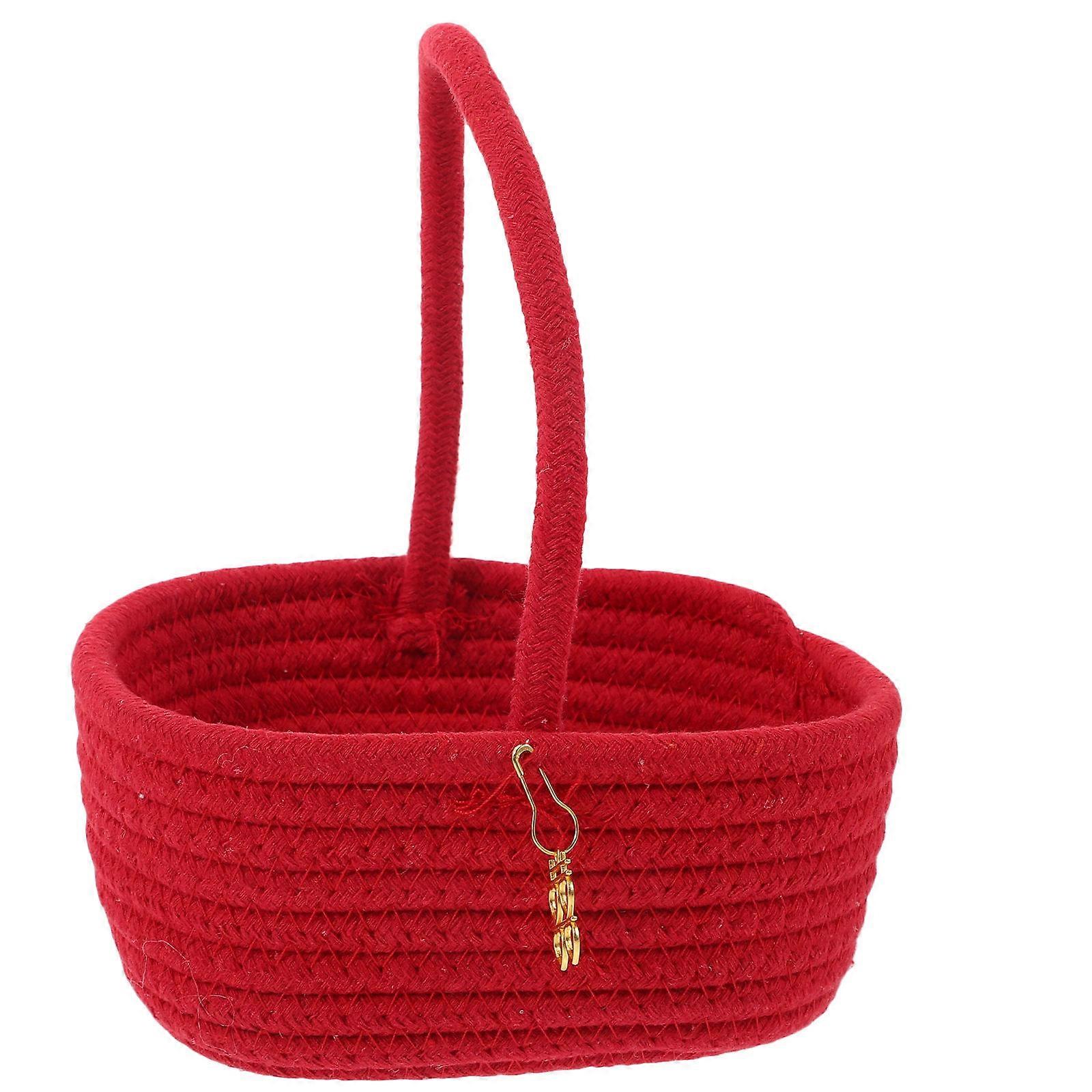 Wedding Basket Cotton Thread Candy Basket for Home Use Red