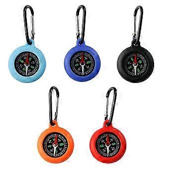 Keychain Compass 5 Pack Portable Navigation Tool with Carabiner Outdoor Survival Gear for Hiking Camping Mountaineering Zinc Alloy ABS Silicone