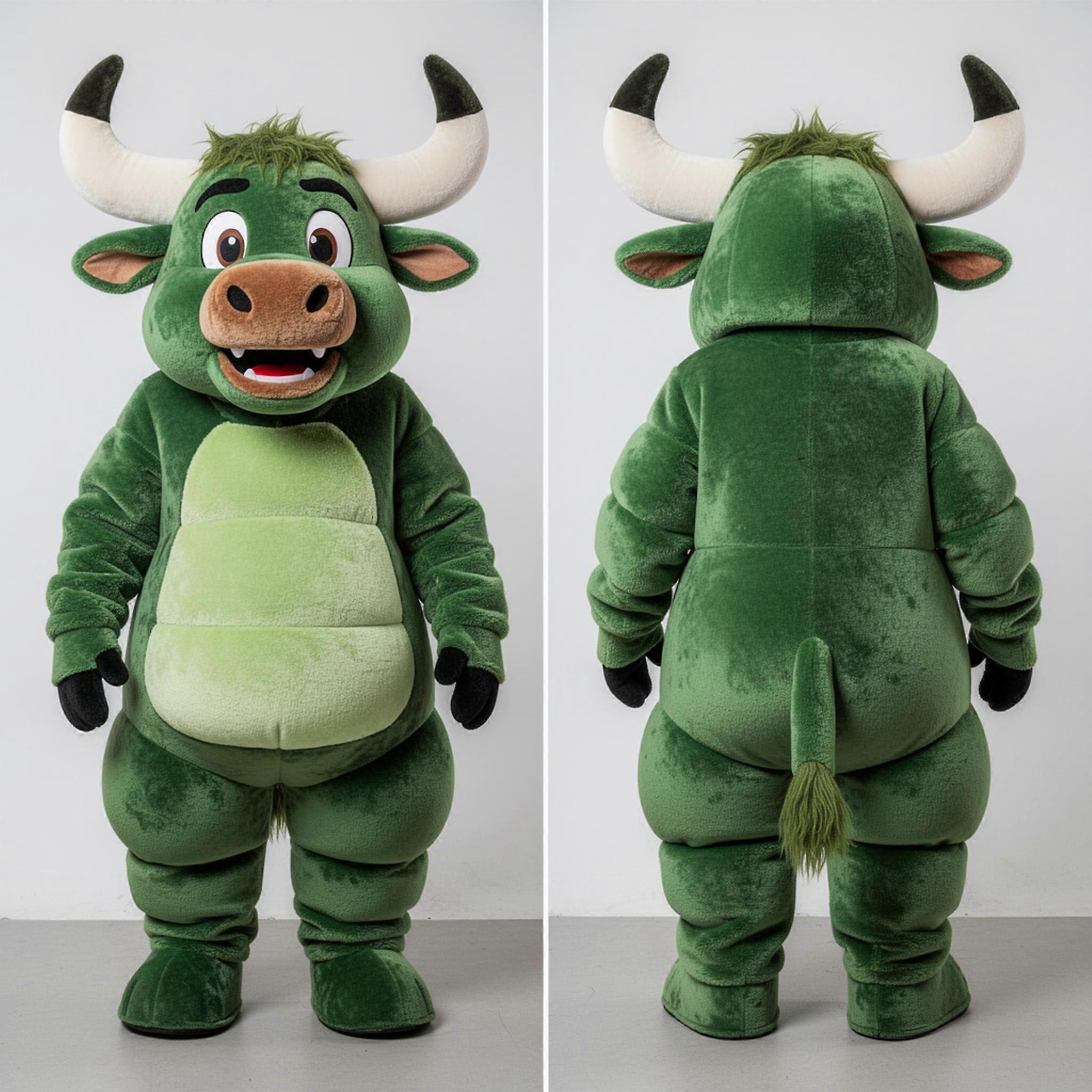 MASTICOT Emerald Green Broad Shouldered Minotaur Mascot