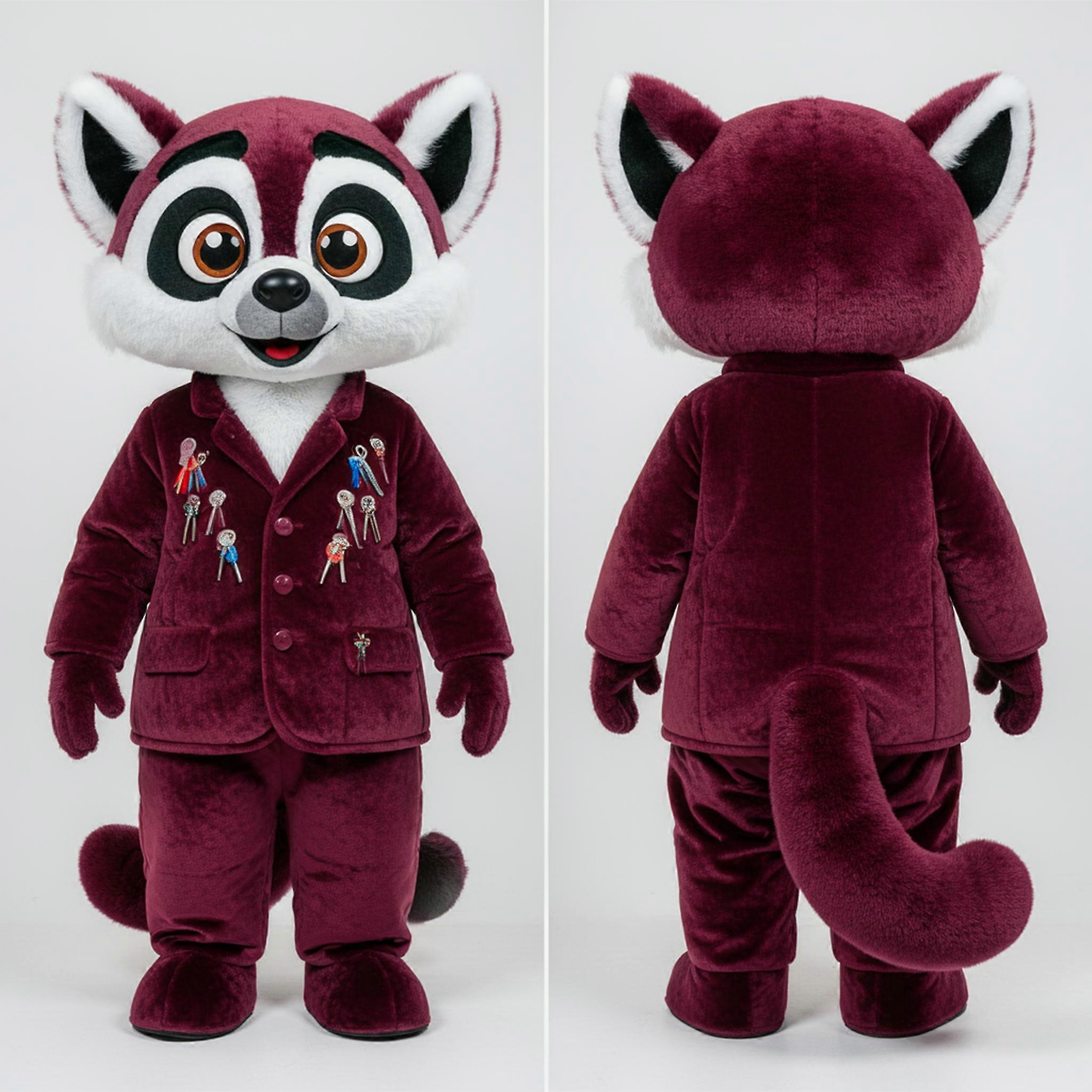 MASTICOT Maroon Velvety Lemur Mascot