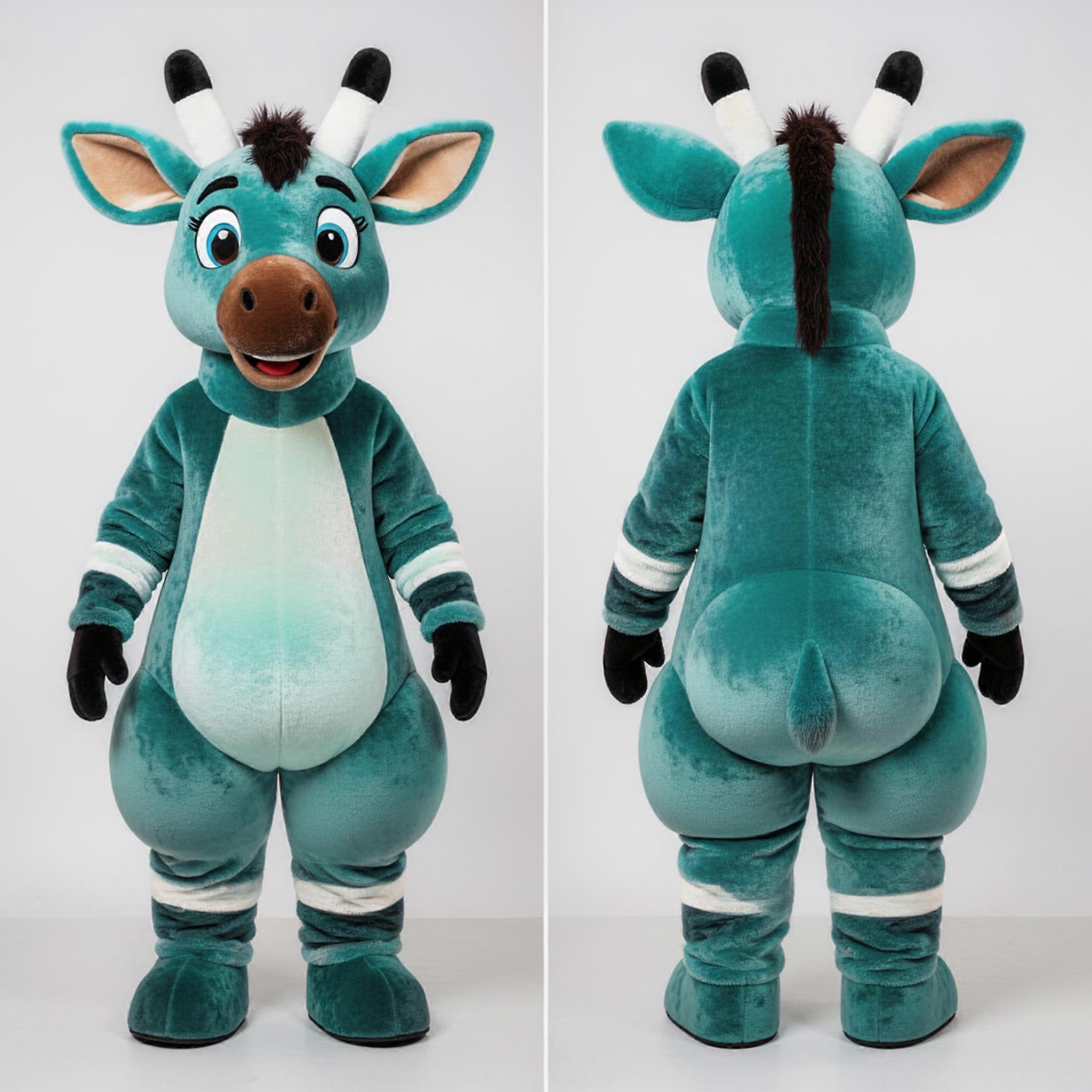MASTICOT Teal Cartoon Okapi Mascot