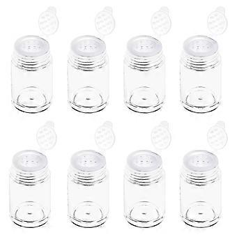 Conjunto de 8 Potes Mini Vazios de 10ml para Pó Compacto com Dosador para Maquiagem em Viagem