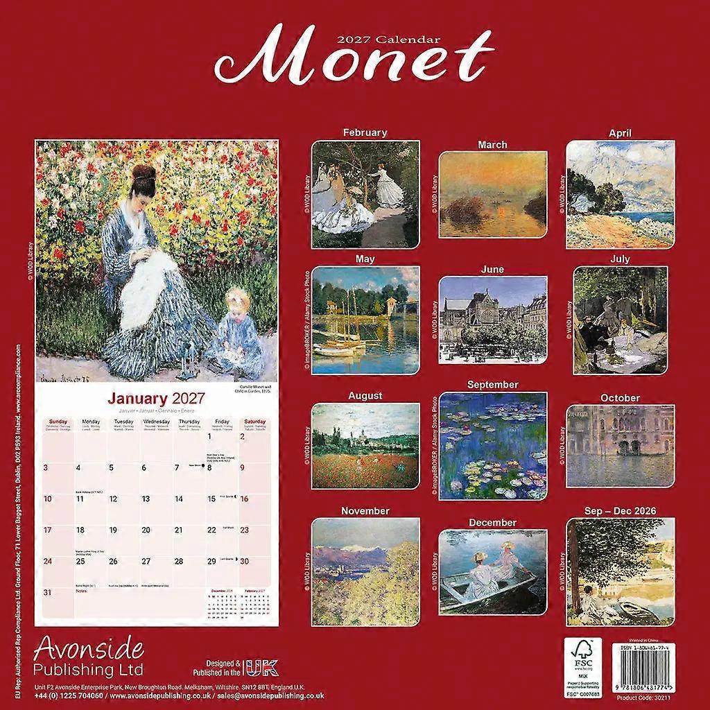 Avonside Monet Calendar 2026