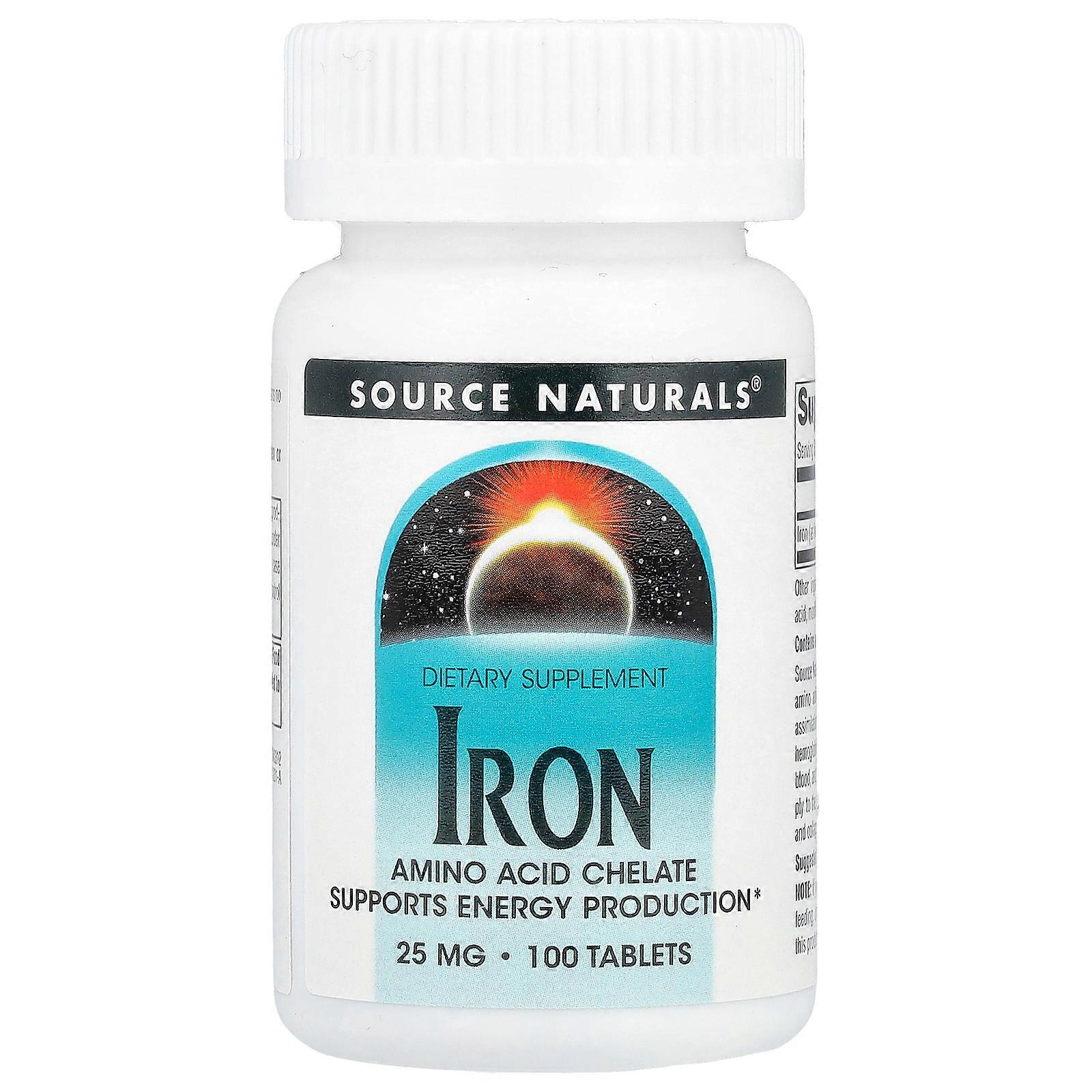 4 x Source Naturals, Iron, 25 mg, 100 Tablets