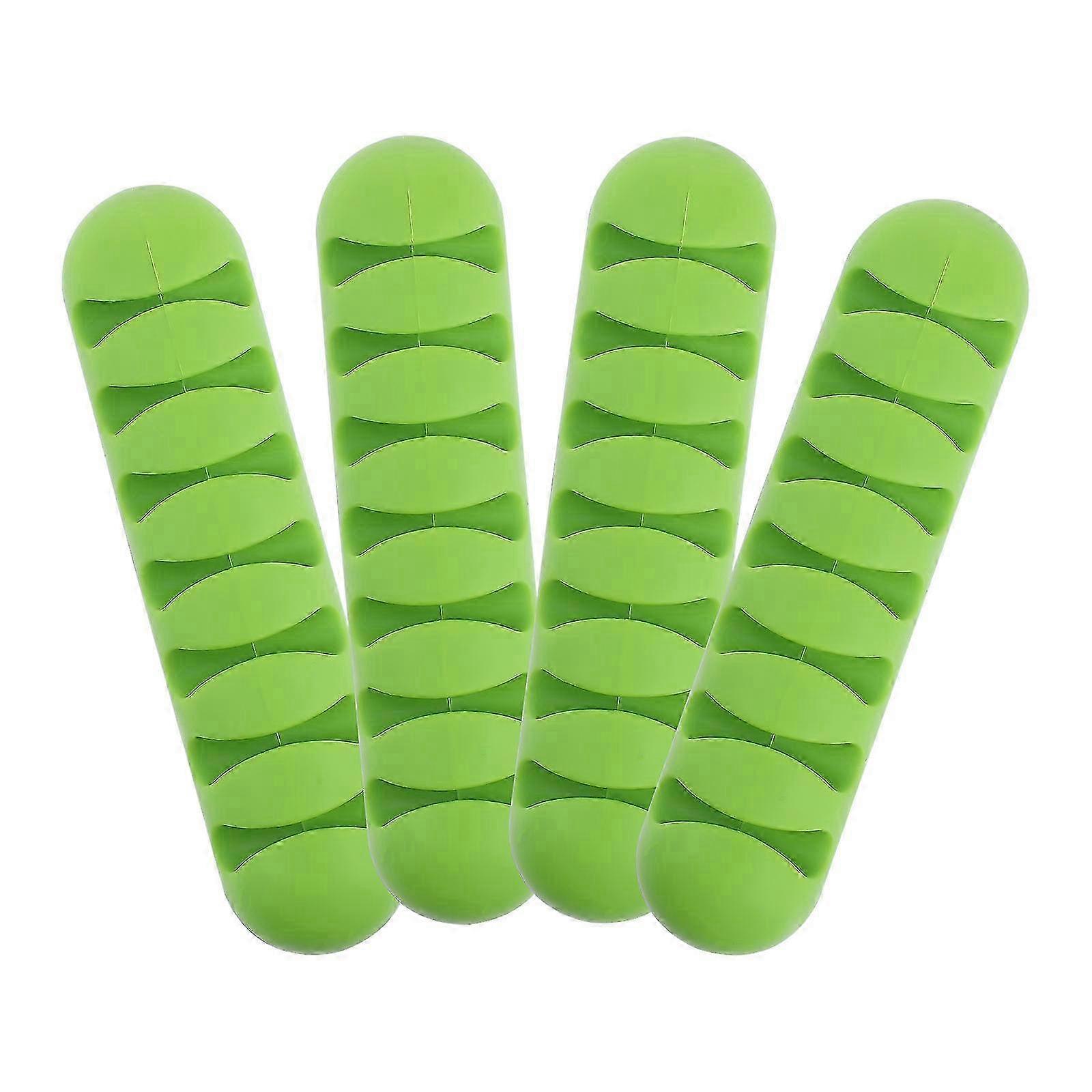 Solid Cable Holder Adhesive Cable Holders for Desktop 4Pcs Green Silicone
