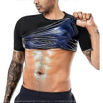 Sauna Sweat Suits Shirt Waist Trainer For Men Compression Vest Workout Gym Clothes Sweat Enhancer Short Sleeve_zyao