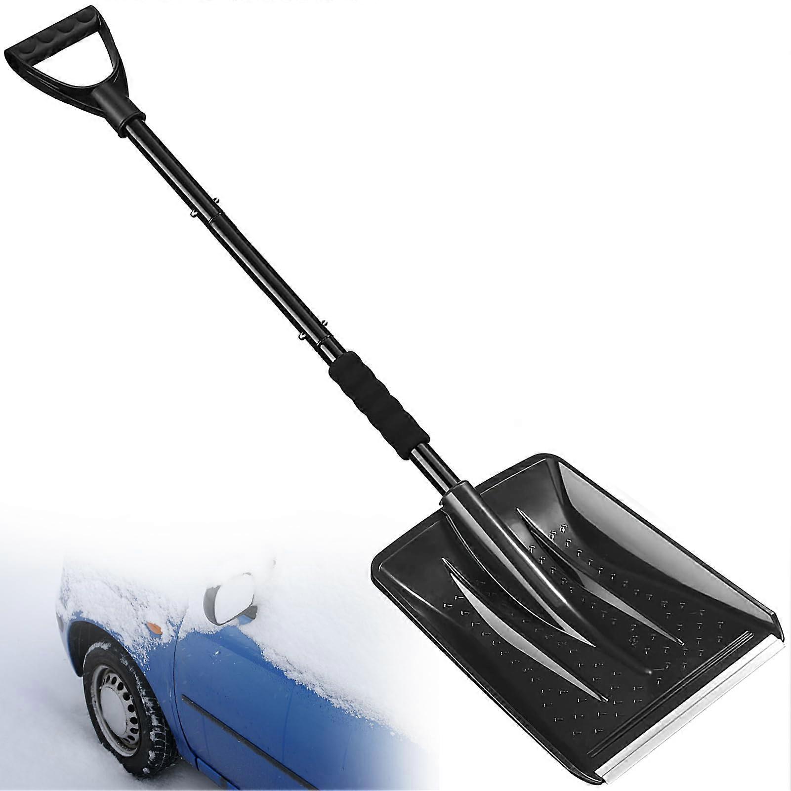 Pelle à neige pliable 4 en 1 pour voiture, avec grande capacité et poignée ergonomique pour les urgences hivernales.