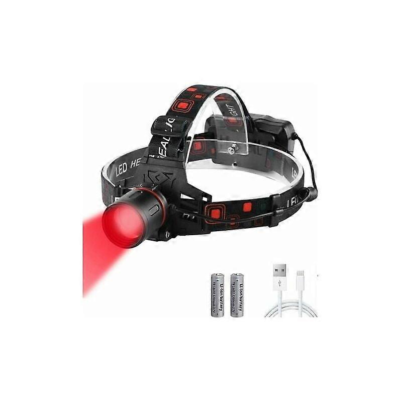 Zoomable Rotating Red Headlamp, Adjustable Focus, Ergonomic Design