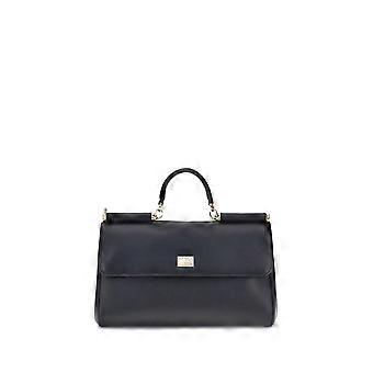 Dolce & Gabbana Black Calf Leather Bos Taurus Shoulder Bag