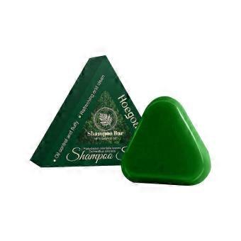 Natural plant based solid shampoo bar cypress leaf triangle calming and strengthens hair