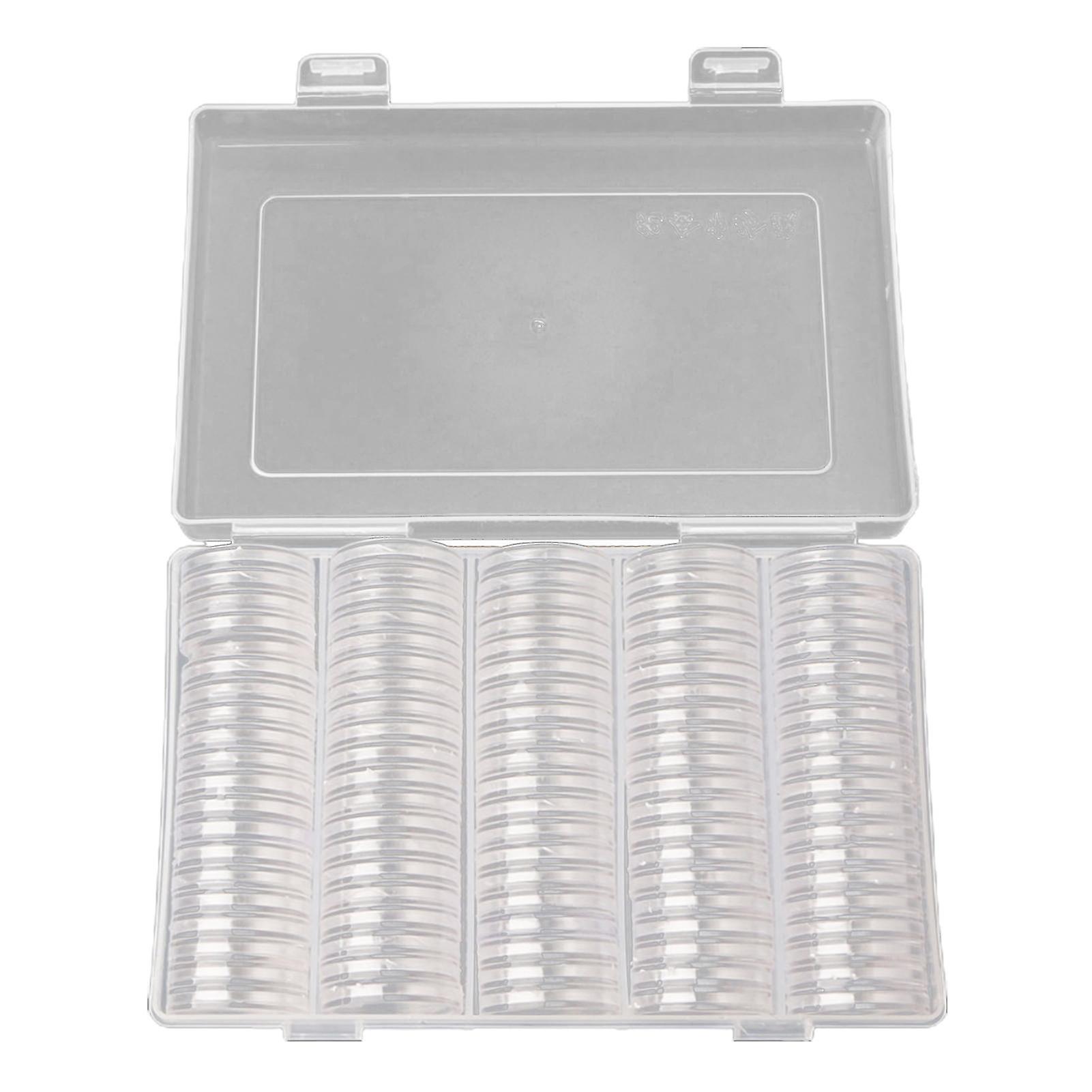 100pcs/set συλλεκτικά κιβώτια νομισμάτων 27mm προστατευτικά ακρυλικά dust-proof κάψες αποθήκευσης στρογγυλοί προστατευτικοί διοργανωτές για την τελετή απονομής