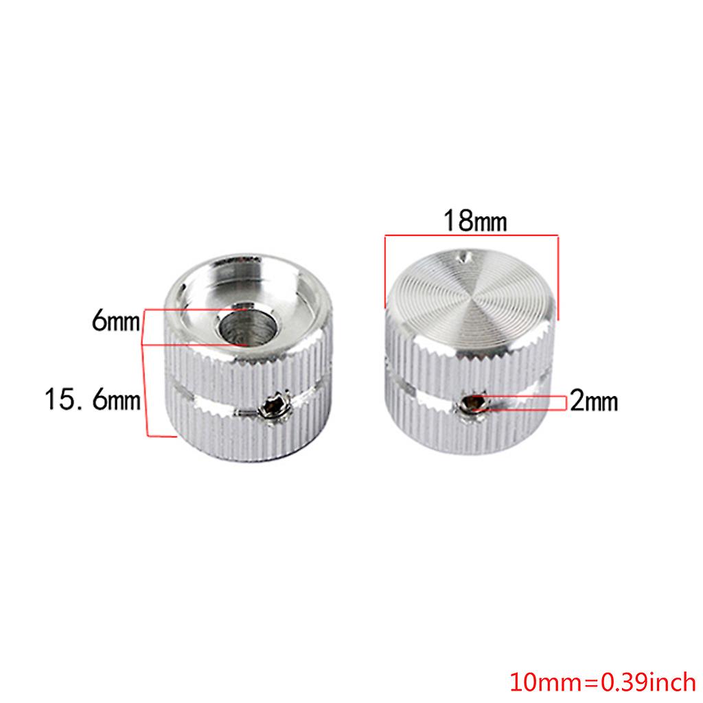 2Pcs Guitar Dome Tone Knobs Metal Silver Volume Control Switch Cap Screw Type
