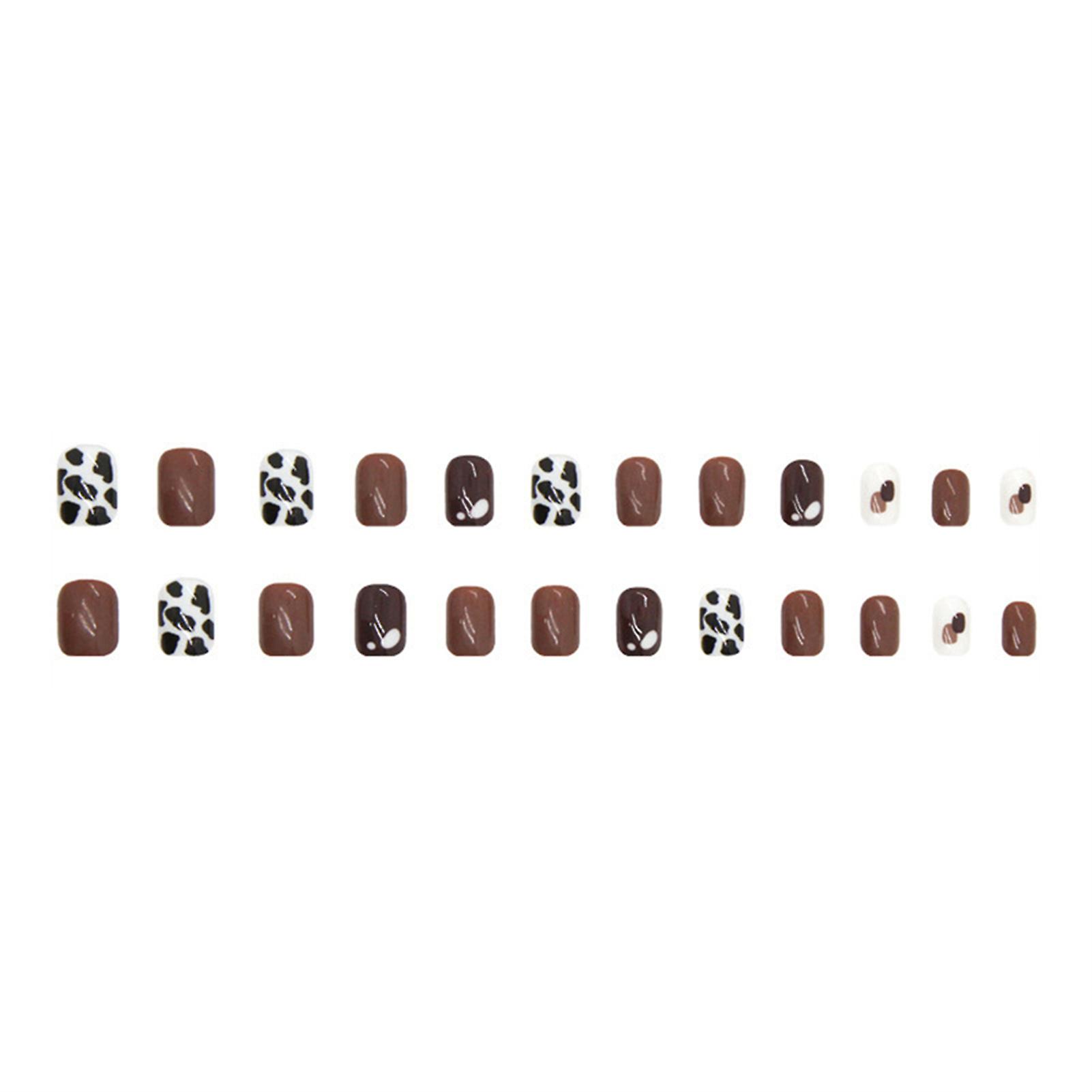 24pcs 3d Handmade Wearing Nails Unique Trendy Pattern Nail Pieces