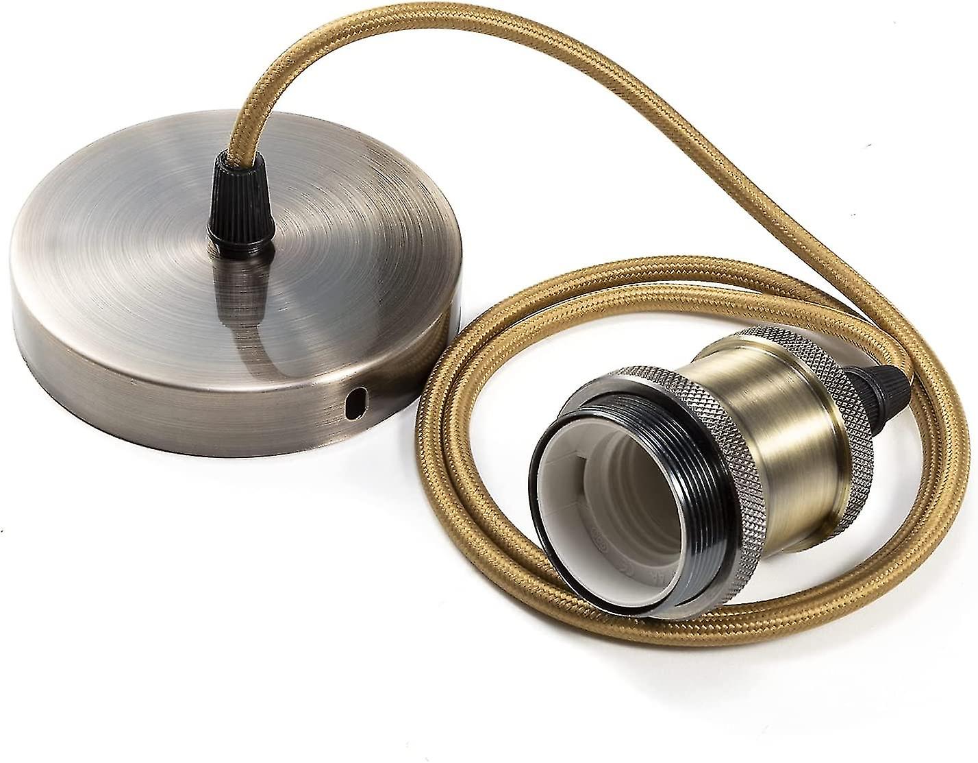 Pendant Light Fixture Metal Hanging Lamp E27 Lamp Sockets With Cable, Adjustable Bronze Braided Ceiling Hanging Socket, For Ceiling Lighting (brown)