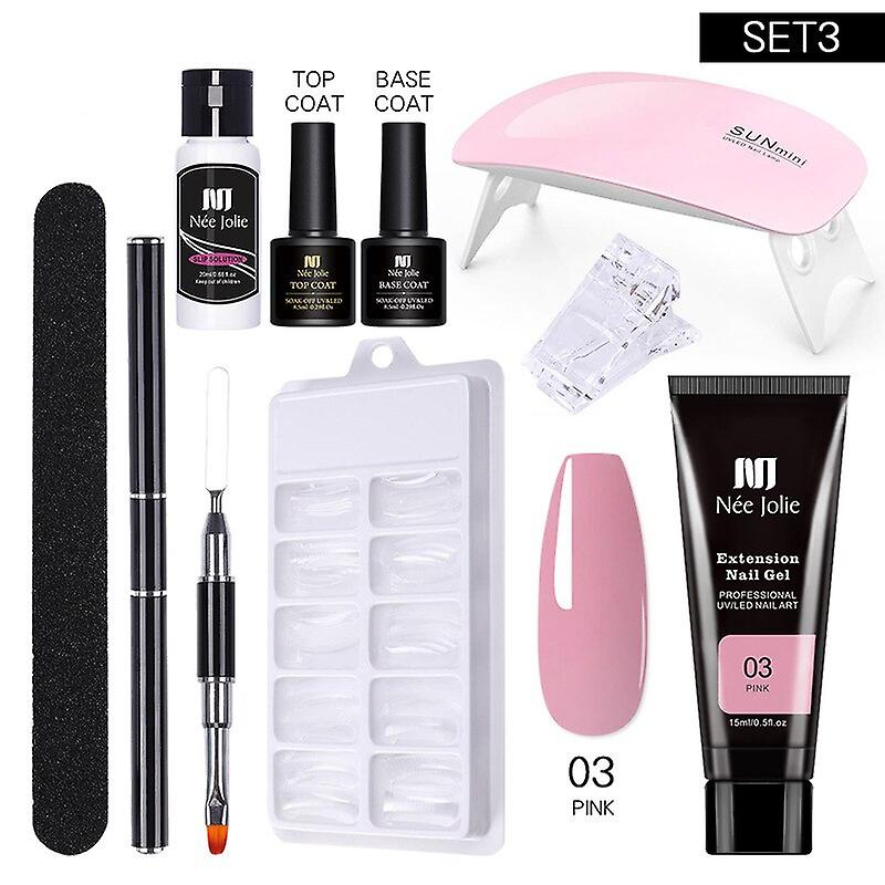 Poly Uv Gel Kit All For Manicure Gel Nail Extension Set Slip Solution Builder Acrylic Gel Polish Nail Art Tool 11