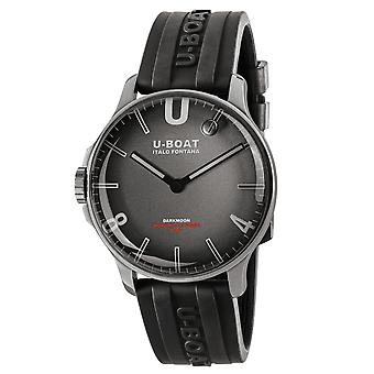 Darkmoon 44mm grey ss Swiss Quartz Men's Watch with Rubber Bracelet 9149
