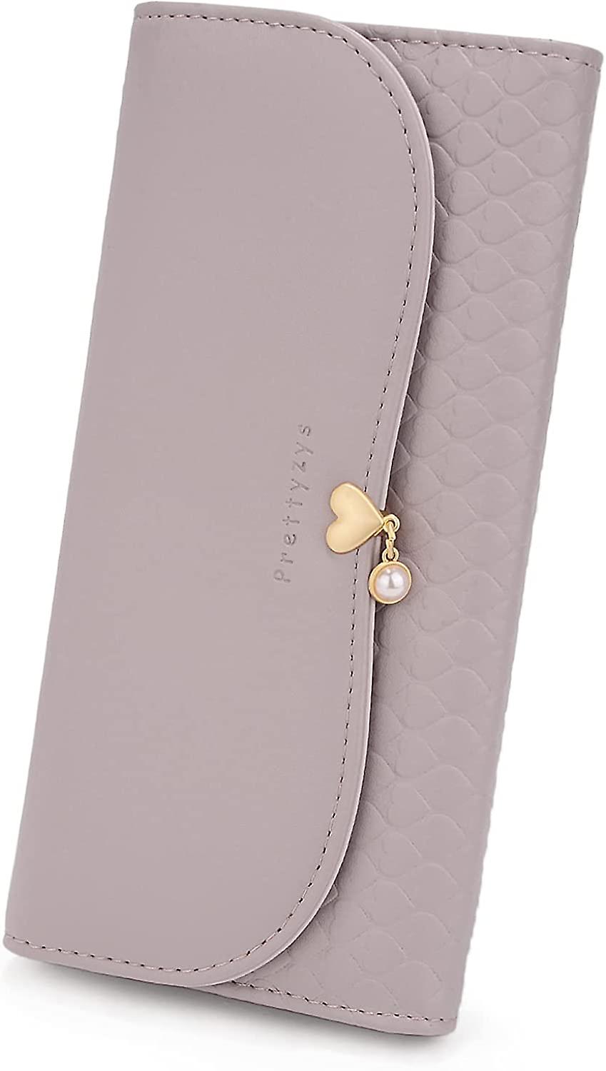 محافظ المرأة Trifold Billfold حامل بطاقة الائتمان النقدية عملة جيب القلب النقش بو الجلود