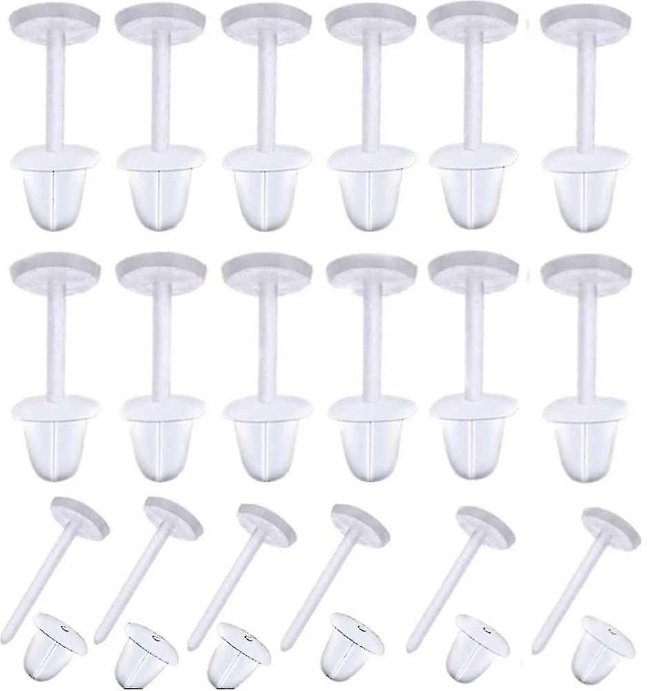 Plastic Earrings, 50 Pair Posts Clear Pins Back Rubber Eardrop Backs, Pins Rubber Earring