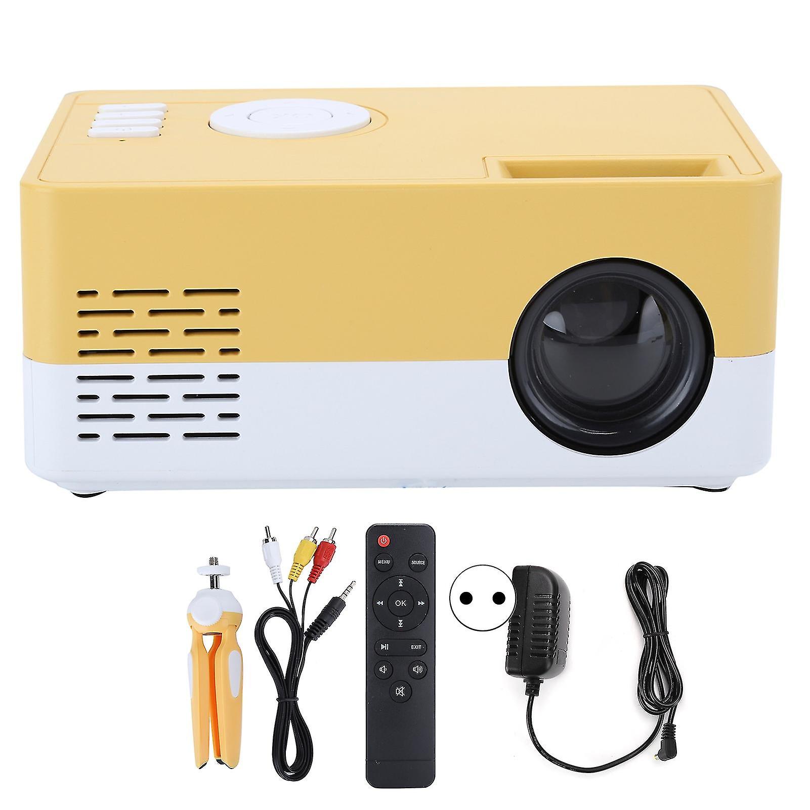Mini Portable Projector Led Home Theater Video Media Player Projector With Rack 100240v White Yellow Eu Plug