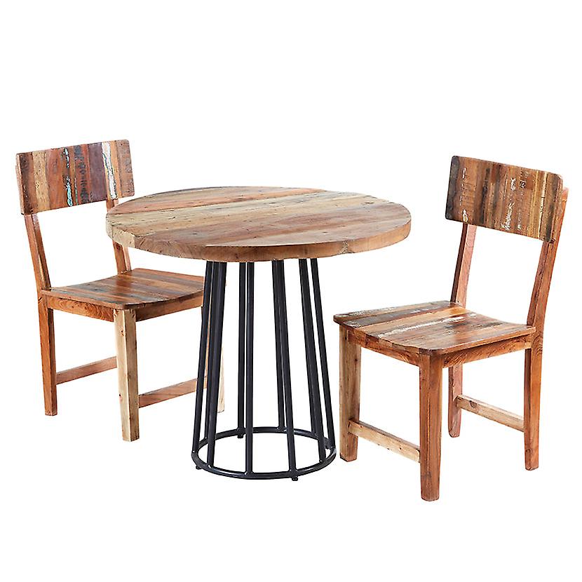 Arabella Reclaimed Boat Small Dining Table Set With 2 Chairs