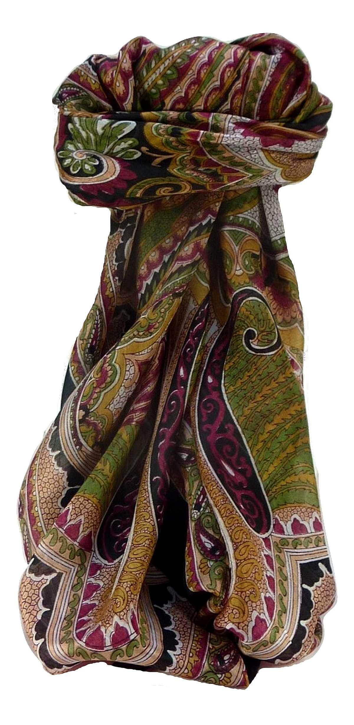 Mulberry Silk Traditional Square Scarf Zubin Black by Pashmina & Silk