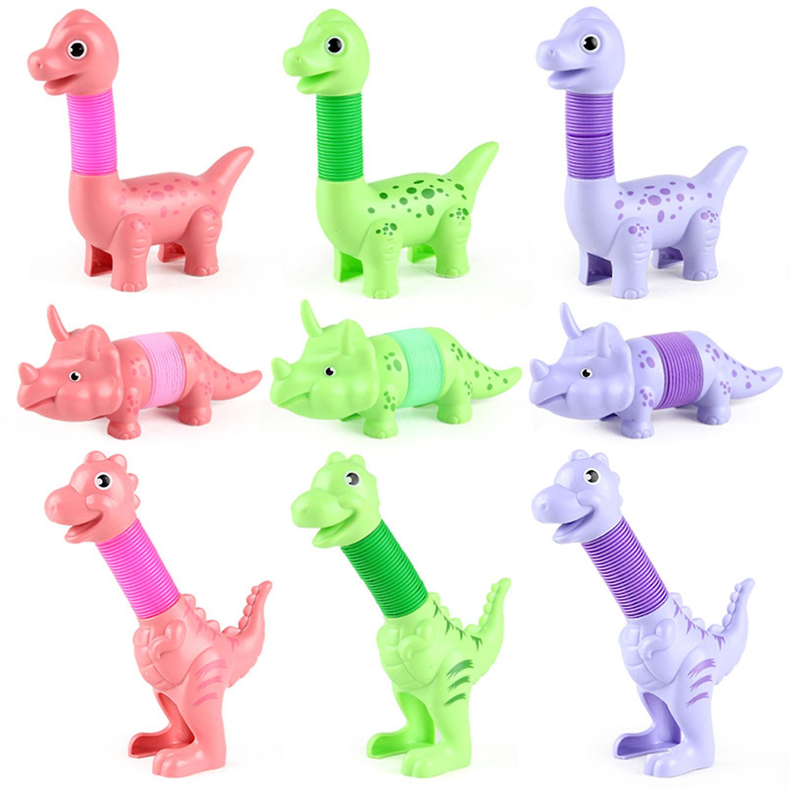 Telescopische zuignap dinosaurus pop buizen sensorisch speelgoed dierlijke geassembleerd speelgoed (9 stuks)