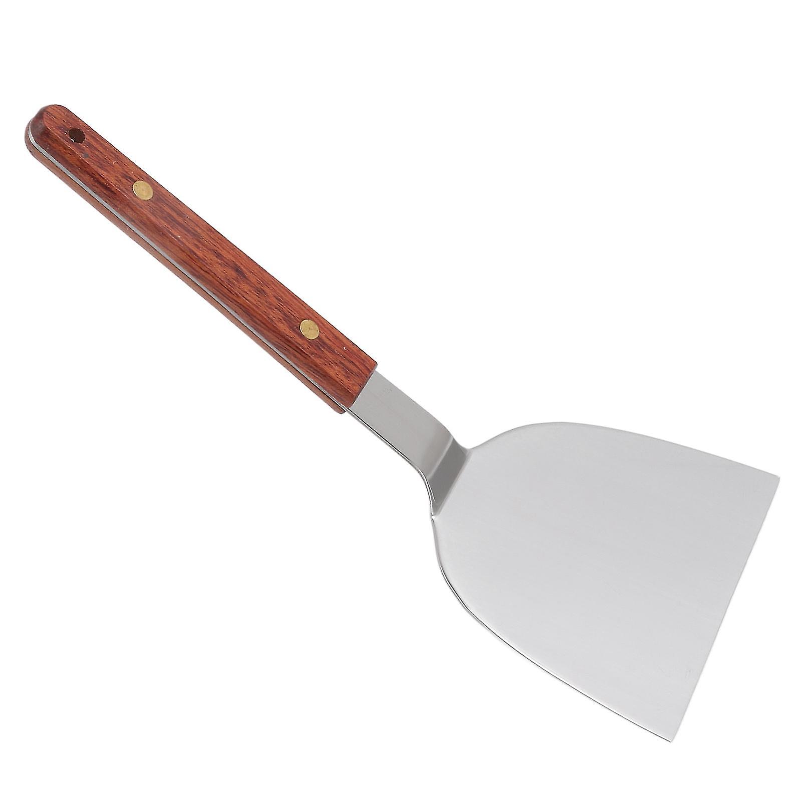 Spatule à barbecue multifonction en acier inoxydable avec manche en bois pour steak, poisson, boulettes, œufs, 105 mm