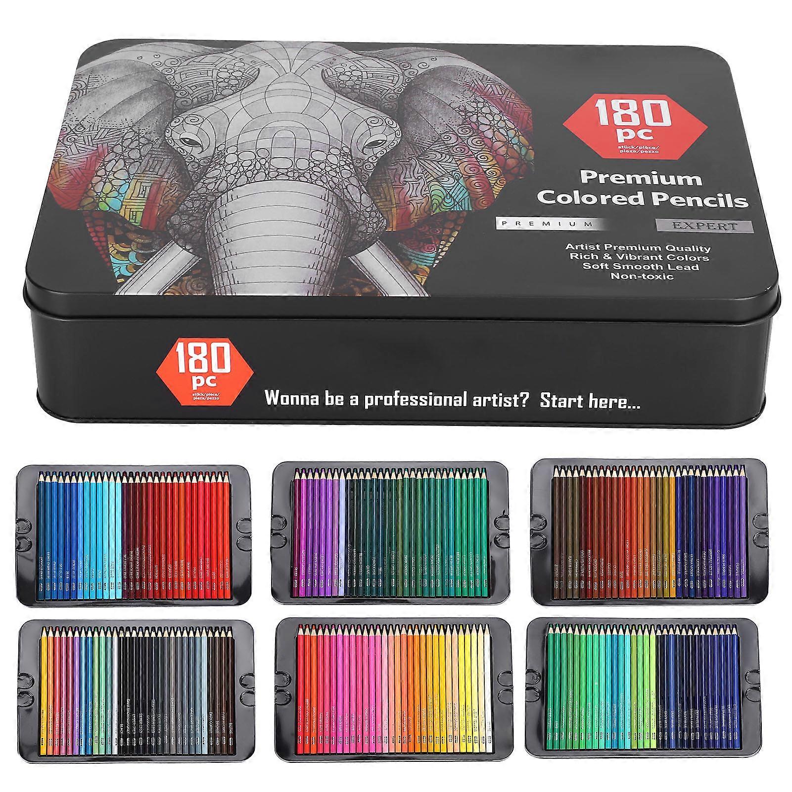 180 Pcs Professional Colored Pencils Set for Adults Painting Drawing Sketching Tools with Iron Box