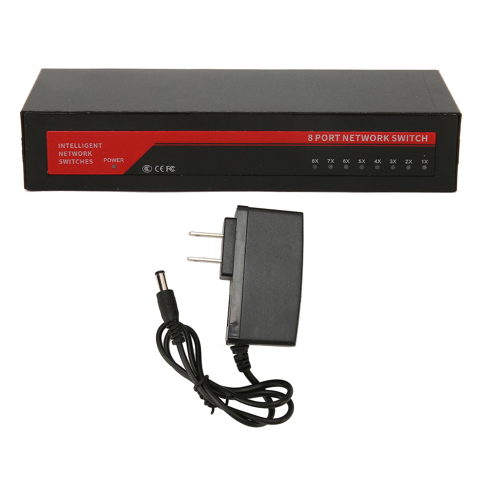 8 Ports Ethernet Switch 110v to 240v Fast Transmission Black 100M Unmanaged Ethernet Network Switch for Home Business