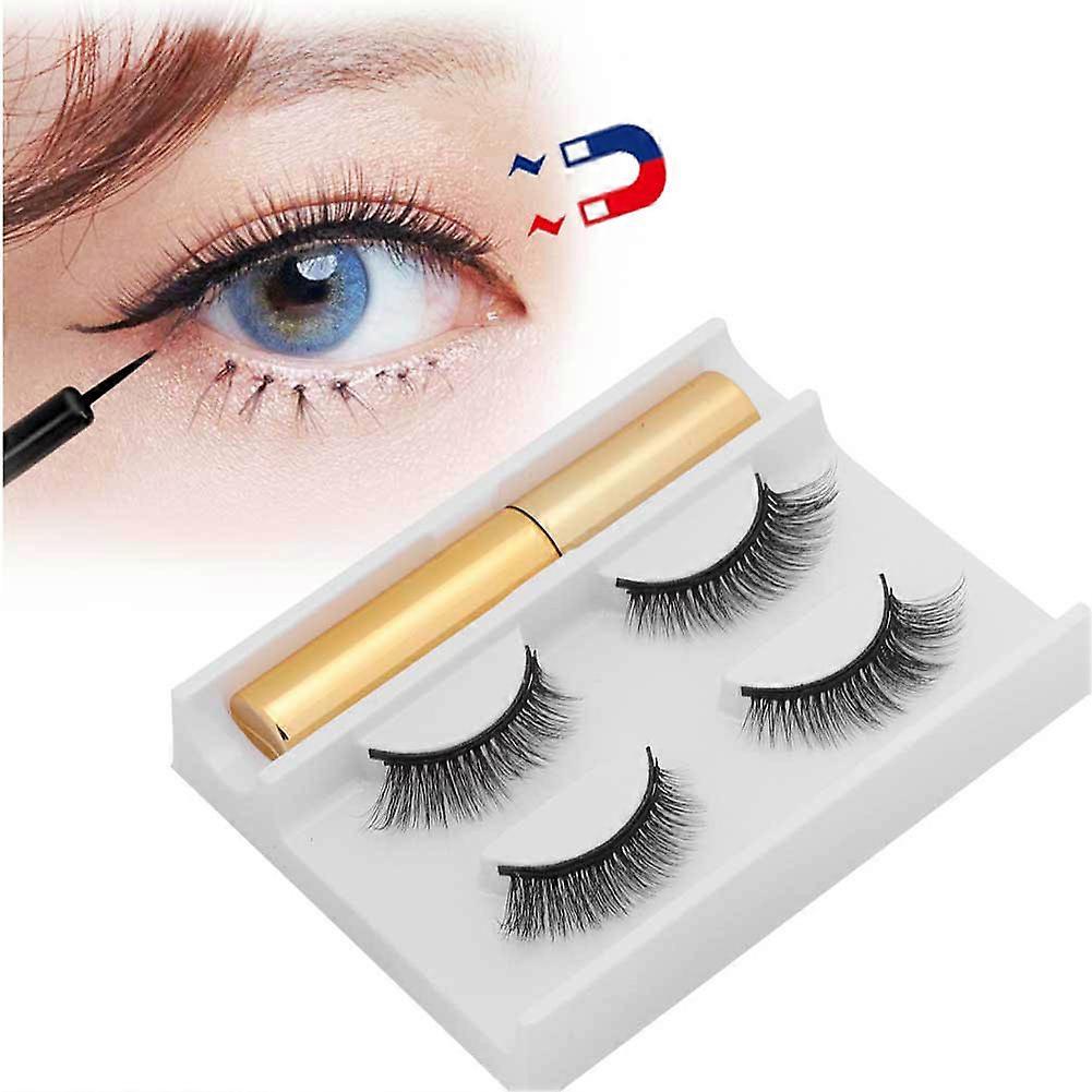 2 Pairs Magnetic False Eyelashes 5 Magnets Magnetic Liquid Eyeliner Long Lasting Waterproof Eyelash Extension (2 Pairs 3D Eyelashes-02).
