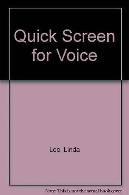 Quick Screen For Voice - TBD - Paperback - English Book - Speech and language disorders and therapy